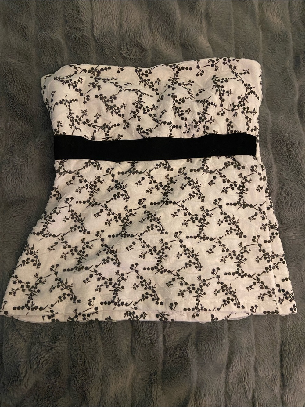 Black and white floral lace top
